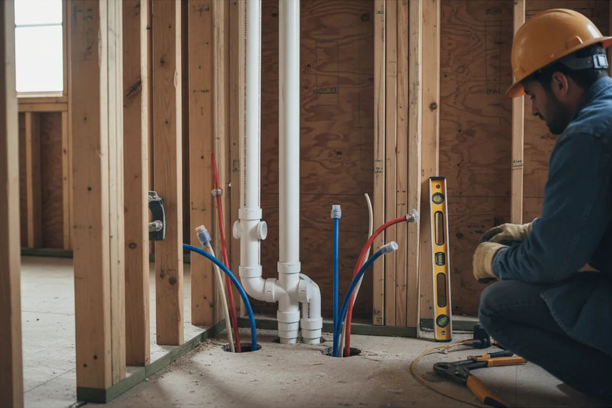 Drain and supply rough-in during Drain Cleaning in Adamsville